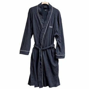 Hugo Boss Cotton Lounge Belted Robe Midnight Blue Sz L